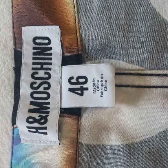 Moschino × H&M CD Print Black Satin Jeremy Scott Designer Rare Limited Ed. Pants - Picture 8 of 16